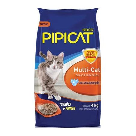 Areia Higiênica Pipicat Multicat para Gatos 4Kg