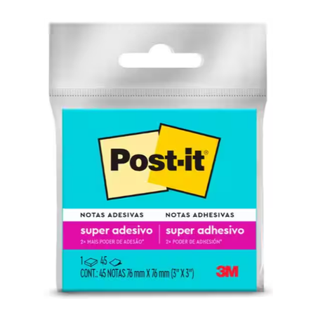 BLOCO DE ANOTAÇÕES REFIL 76 X 76MM C/90FLS AZUL AQUA  POST-IT 3M
