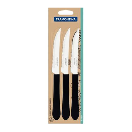 TRAMONTINA FACA INOX PRETA 3UNID