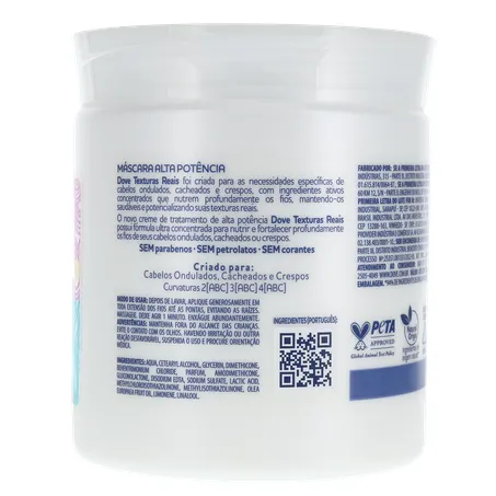 Máscara de Tratamento Texturas Reais Ondulados, Cacheados e Crespos Azeite de Oliva Dove 500G 360-15