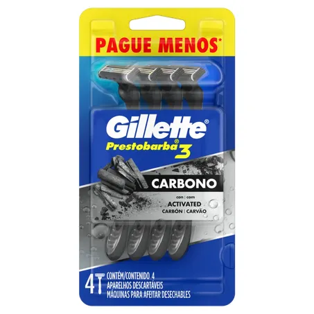 Aparelho prestobarba 3 carbono gillette l4p3