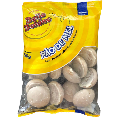 Pão de mel beijo baiano chocolate branco pacote 250g