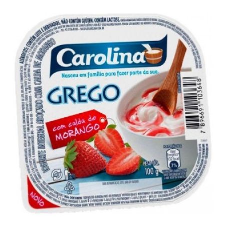 Iogurte Carolina Grego Com Geléia De Morango 90g 
 