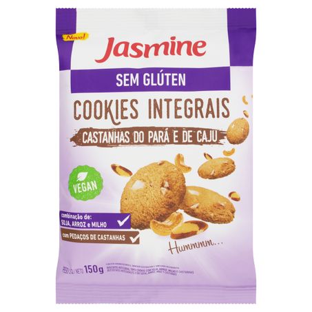 BISCOITO COOKIE INTEGRAL CASTANHA-DO-PARÁ E CAJU SEM GLÚTEN JASMINE