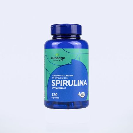 SPIRULINA COM VITAMINA C 600MG 120CAPSULAS CLINOAGE