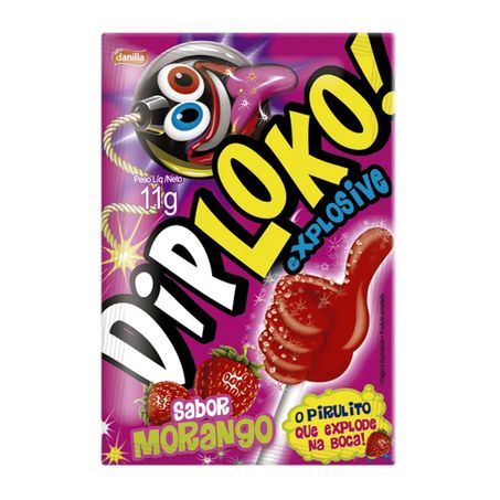 Pirulito dip loko 11g morango explosive