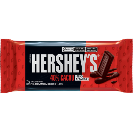 Choc hersheys 75g 40 por meio amargo