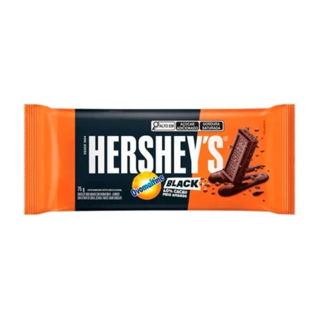 Chocolate barra hersheys 75g meio amargo 40% cacau ovomaltine