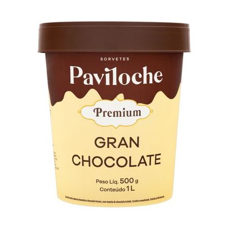 SORVETE PAVILOCHE PREMIUM 1LT GRAN CHOCOLATE