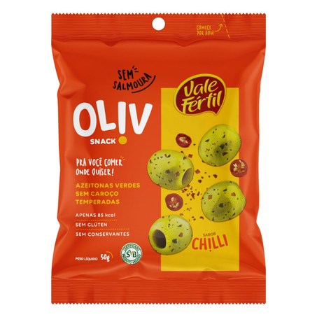 Snack Vale Fertil Azeitona sem Caroço Chilli 50G