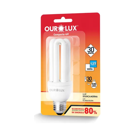 LAMPADA OUROLUX COMPACTA 4U 30WX127V BRANCA
