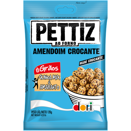 AMENDOIM PETTIZ DORI 120G QUINOA/AMARANTO 