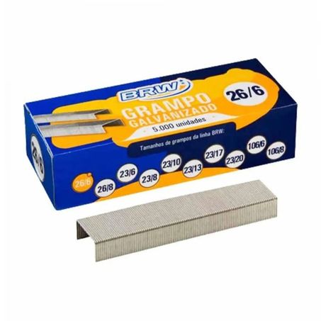 Grampo grampeador brw 26/6 5000un