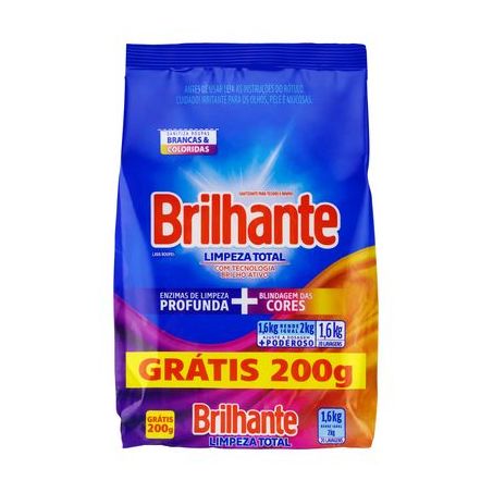 Lava Roupas Sanitizante em Pó Brilhante Limpeza Total Oferta 1.6KG