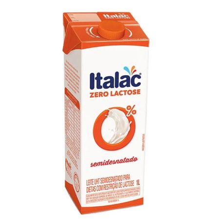 Leite UHT Semidesnatado Italac Zero Lactose Caixa com Tampa 1lt