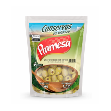 AZEITONA VERDE PRAMESA SEM CAROÇO 1,01KG