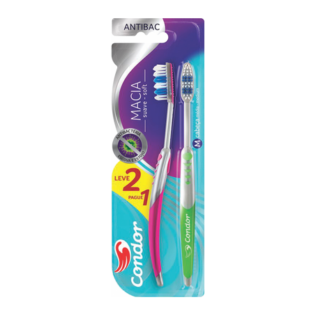 Escova dental condor antibac macia com 2