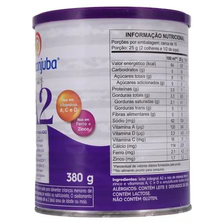Leite em Pó Instantâneo Tipo A2 Integral Piracanjuba Lata 380g 360-7