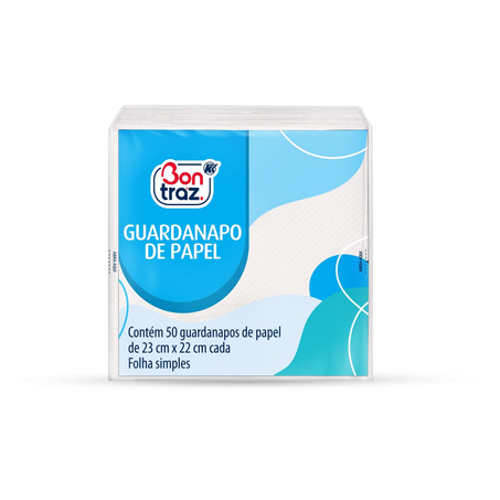Guardanapo Bontraz Folha Simples Pequeno com 50 Unidades