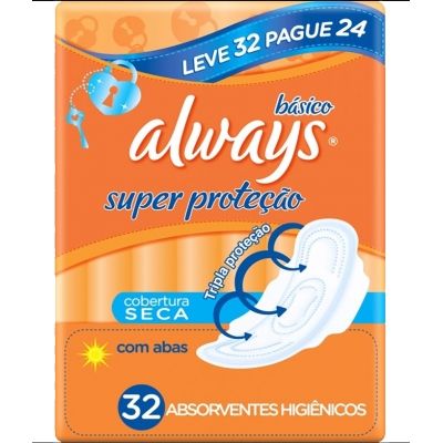 Absorvente com abas seca super always c/32