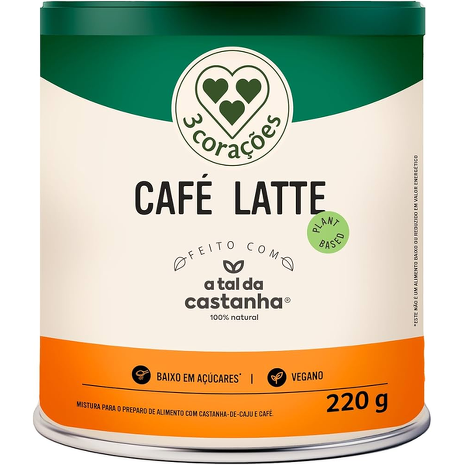 Café com Leite Vegetal 3 Corações Pote 220g