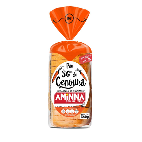 Pão Aminna de Cenoura sem Gluten e sem Açúcar 340G