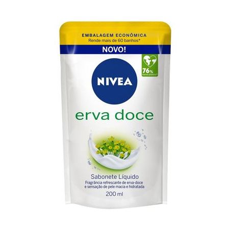 SABONETE LIQUIDO NIVEA 200ML REFIL ERVA DOCE