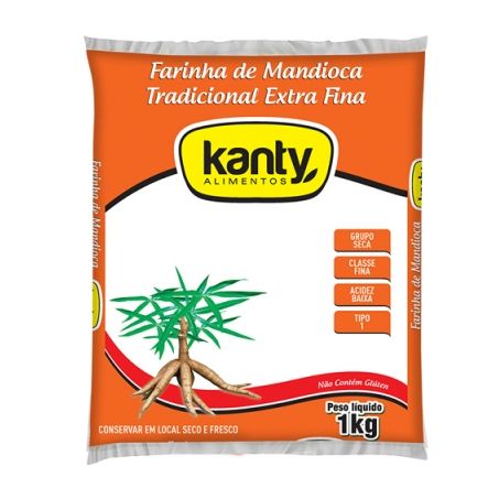 Farinha de mandioca tradicional extra fina kanty 1kg