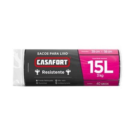 Saco de Lixo Casafort 15 Litros Rolo 40un