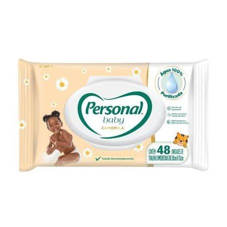 TOALHA UMEDECIDA PERSONAL BABY PREMIUM CAMOMILA C/48