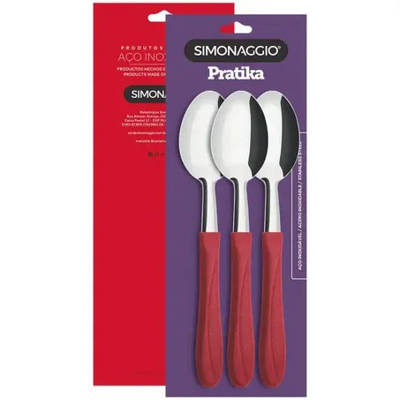 SIMONAGGIO COLHER DE MESA PRATIKA VERMELHO C/3    