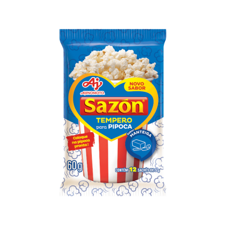 TEMPERO PARA PIPOCA SABOR MANTEIGA SAZON 60G CONTEM 12 SACHES DE 5G