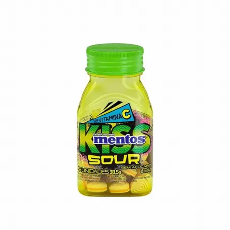 Pastilha Mentos Kiss Suor Limão Ácido Frasco com 55un - 38.5gr