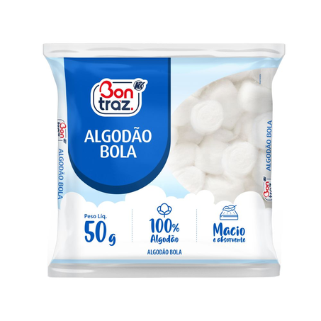 Algodão Bola Bontraz Pacote com  50G