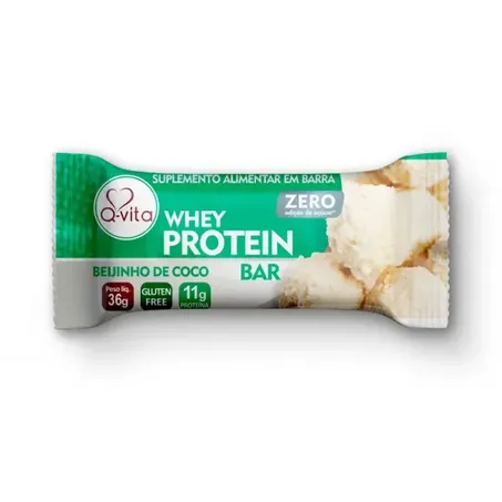 Barra proteica q-vita whey protein zero beijinho de coco 36g