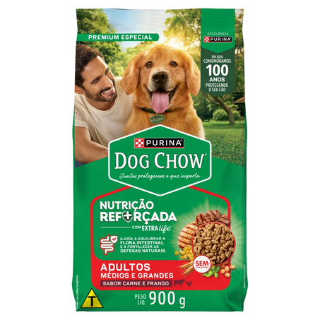 Ração Dog Chow Adulto Médias e Grandes Carne e Frango 900g