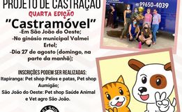 Mutirão de castração de cães e gatos será realizado dia 27, em São João do Oeste
