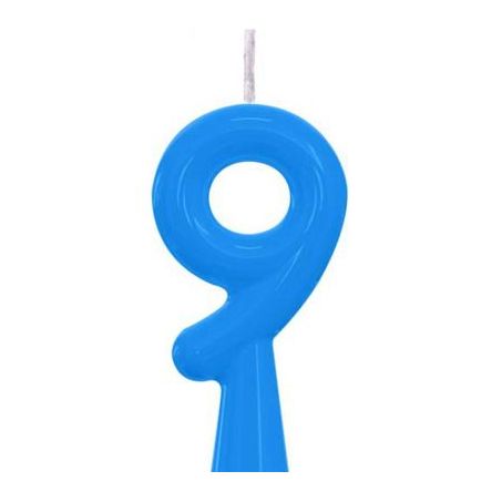Vela Aniversário Alegria Tubular Lisa N.9 Azul