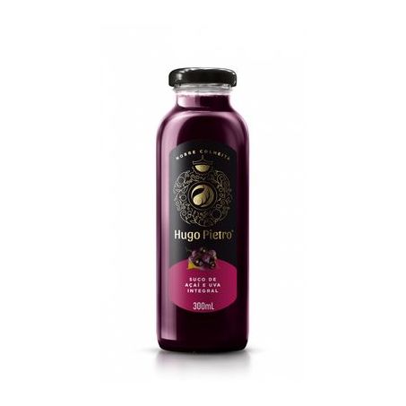 SUCO INTEGRAL HUGO PIETRO AÇAÍ E UVA GARRAFA 300ML