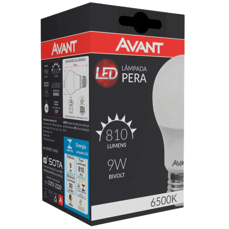 AVANT LAMPADA LED PERA 9W 220V 6500K
