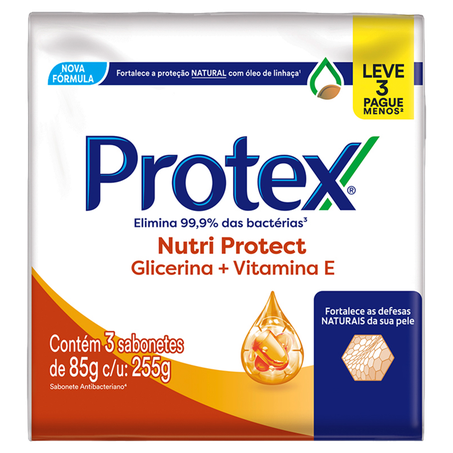 Pack Sabonete em Barra Antibacteriano Protex Nutri Protect Glicerina 255g Leve Mais Pague Menos