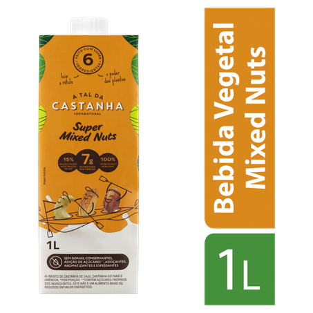 Bebida Castanha-do-Pará e Amêndoa Super Mixed Nuts sem Adição de Açúcar A Tal da Castanha Caixa 1l