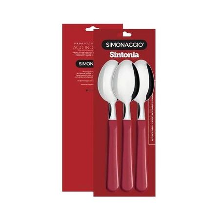 COLHER SIMONAGGIO JOGO SINTONIA VERMELHO 3 PEÇA 