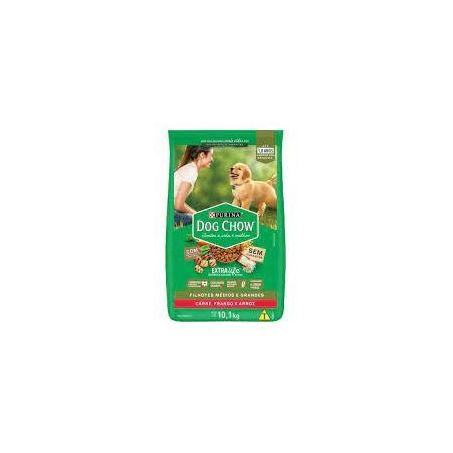 Alimento Para Cães Filhotes Raças Médias E Grandes Carne, Frango E Arroz Purina Dog Chow Extra Life Pacote 10.1KG