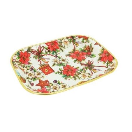 Travessa plástica decorada natal 38x28cm yangzi