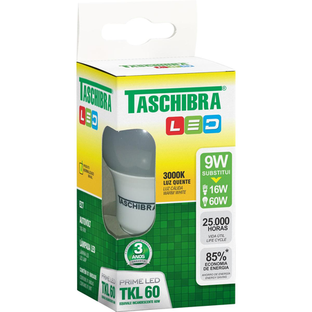 Lâmpada Taschibra LED - 9W - TKL 60 - 3000K - Amarela - Ref.16556