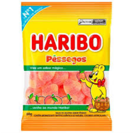 BALA GELATINA HARIBO 80G PESSEGO