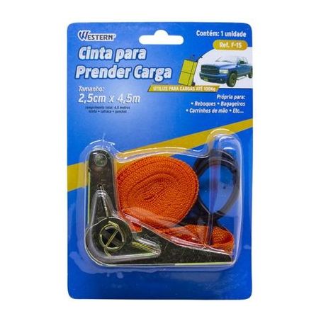 Fita para Prender Carga Weste RN Com Catraca 2,5cmx4,5M