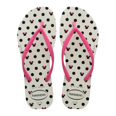 SANDALIA HAVAIANAS SLIM DISNEY BRANCO/ROSA FLUX N°35-36