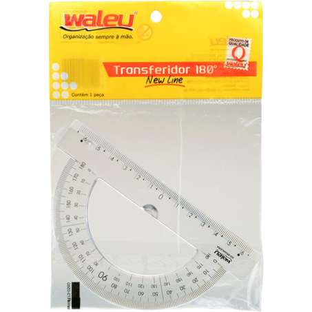 Transferidor Waleu 180 Graus - Transparente